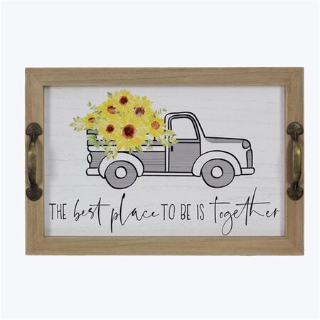 Youngs Wood Farm Truck Design Serving Tray with Metal Hardware 21685